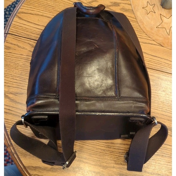 Vintage Cole Haan Backpack Dark Brown Pebbled Leather Bag - Picture 4 of 14